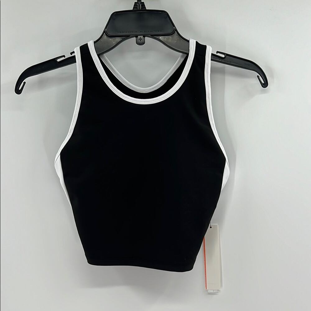 AQUA Athletic Women's Longline Racerback Sports Bra - Black/White - XS - NWT